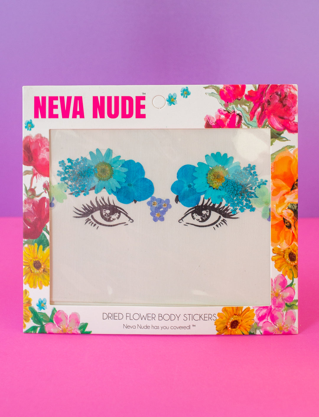 Dried Blue Flower Face Stickers