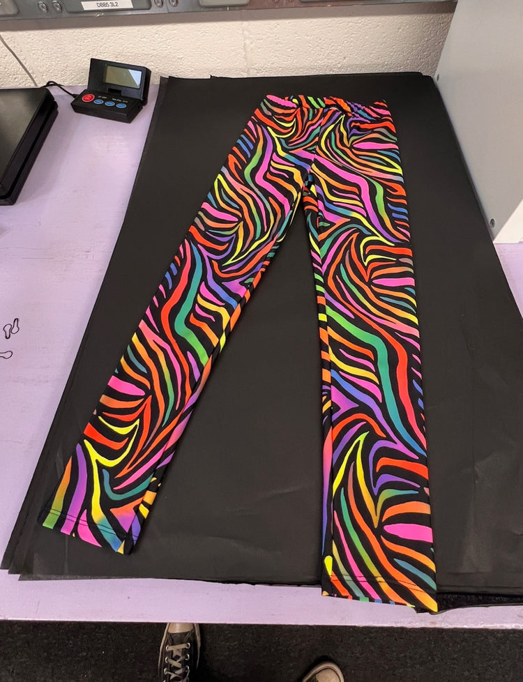 multi coloured zebra print kids leggings