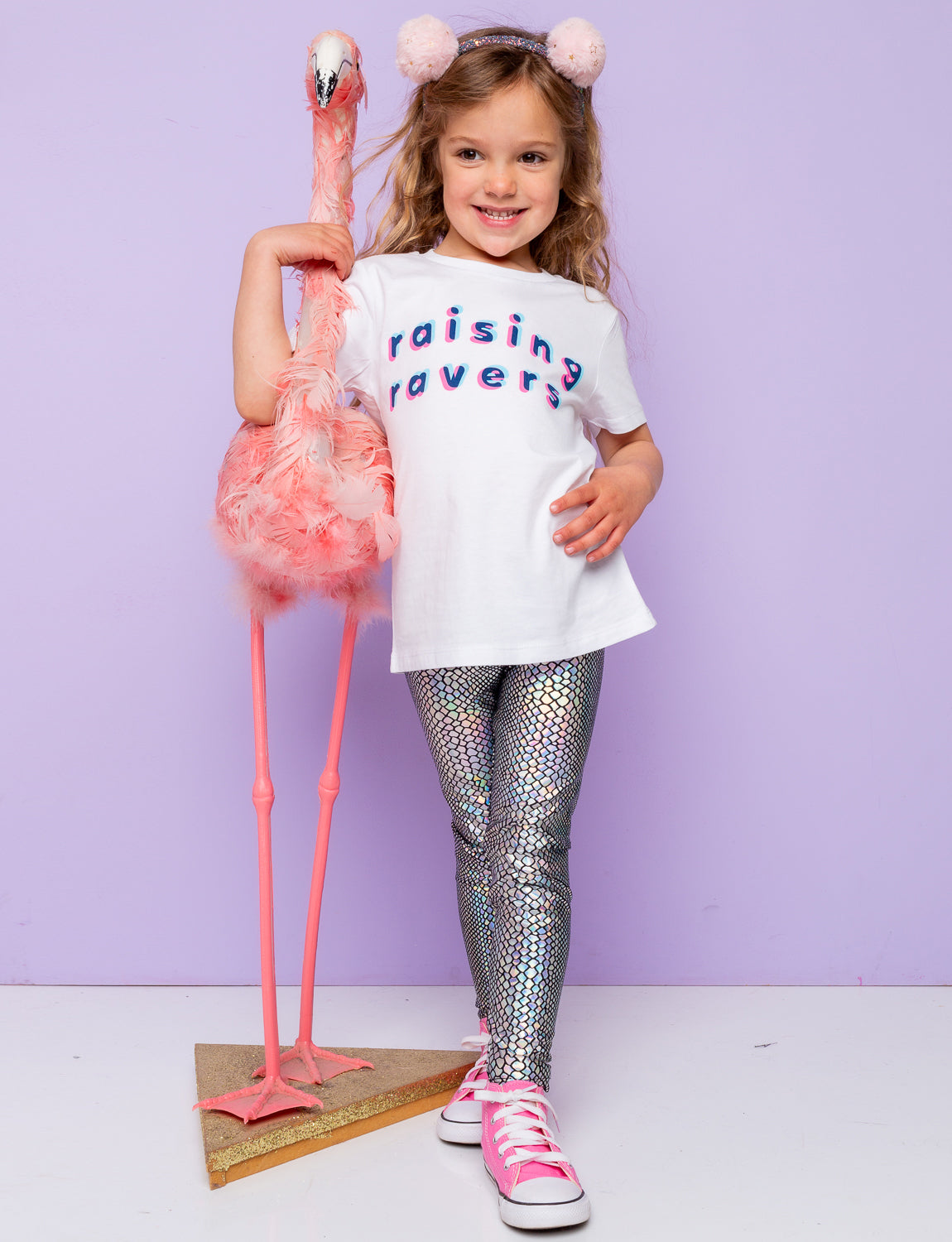 Children s Silver Holographic Snake Leggings Burnt Soul