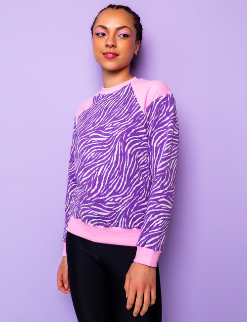 Pink & Lilac Zebra Print Sweatshirt