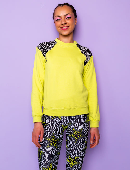 Plain Lime & Black Zebra Print Sweatshirt