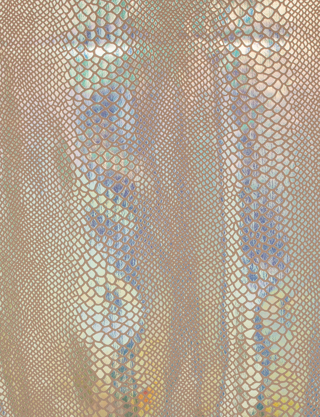 Light gold spandex with holographic gold snake foil