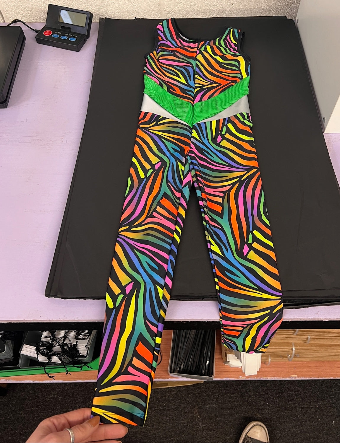 multi coloured zebra print kids catsuit