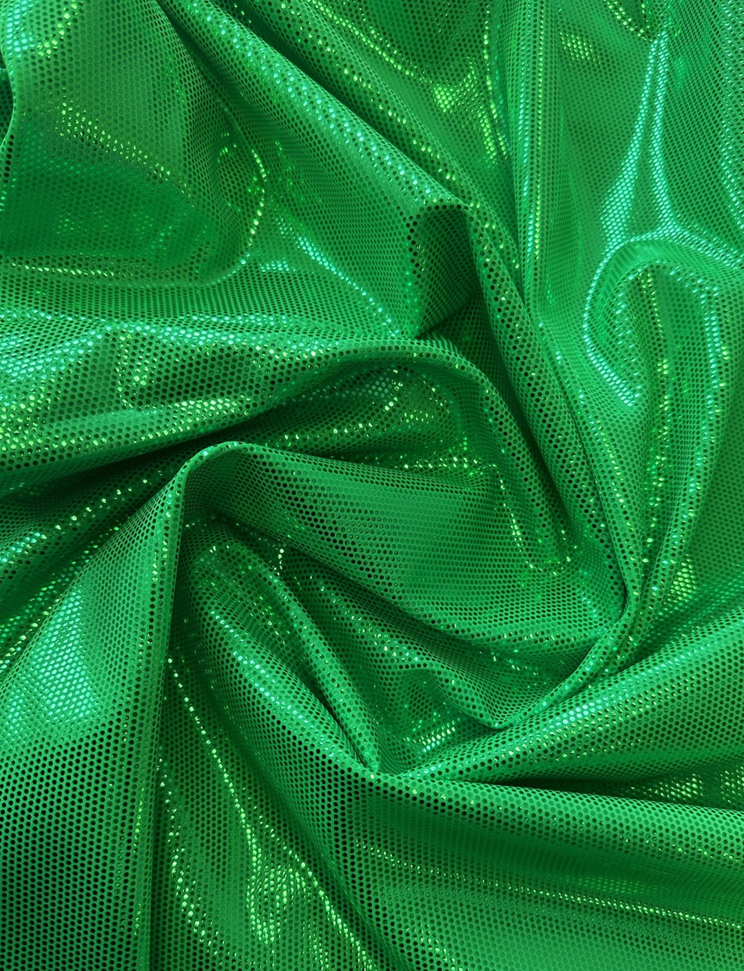 green spotted foil printed on green lycra