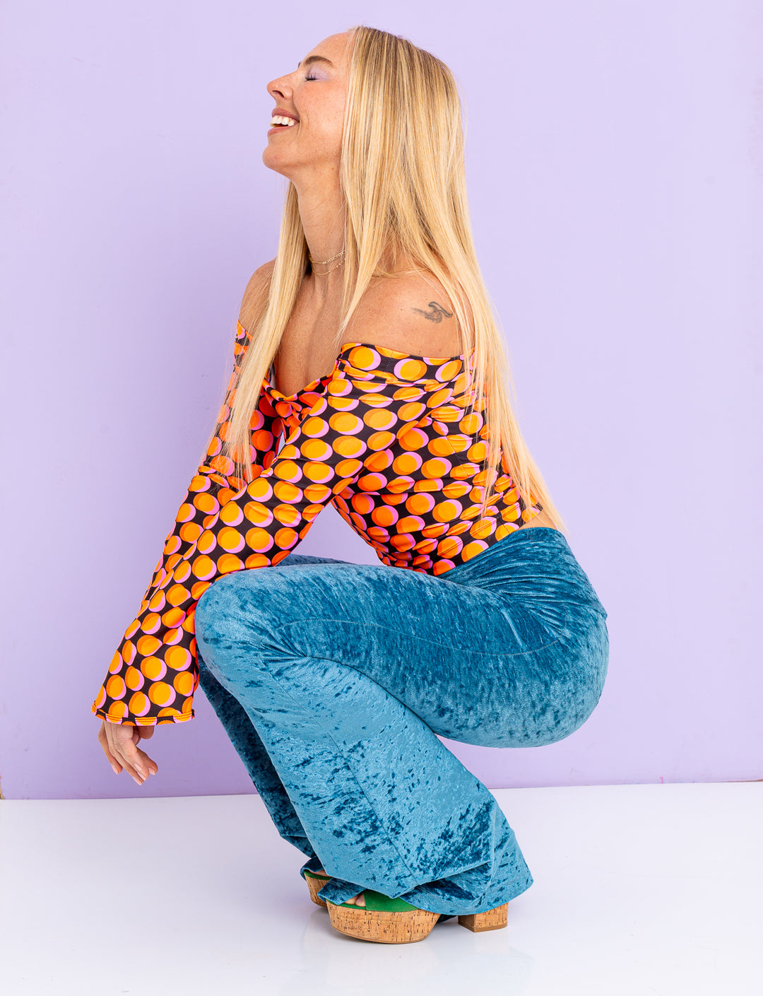 Lagoon Crushed Velvet Flares