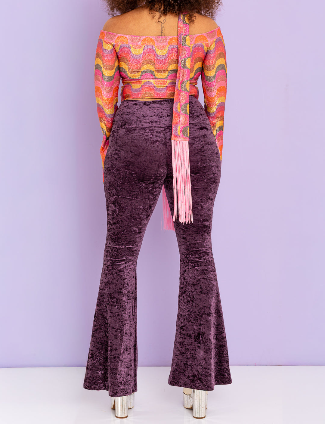 Damson Crushed Velvet Flares
