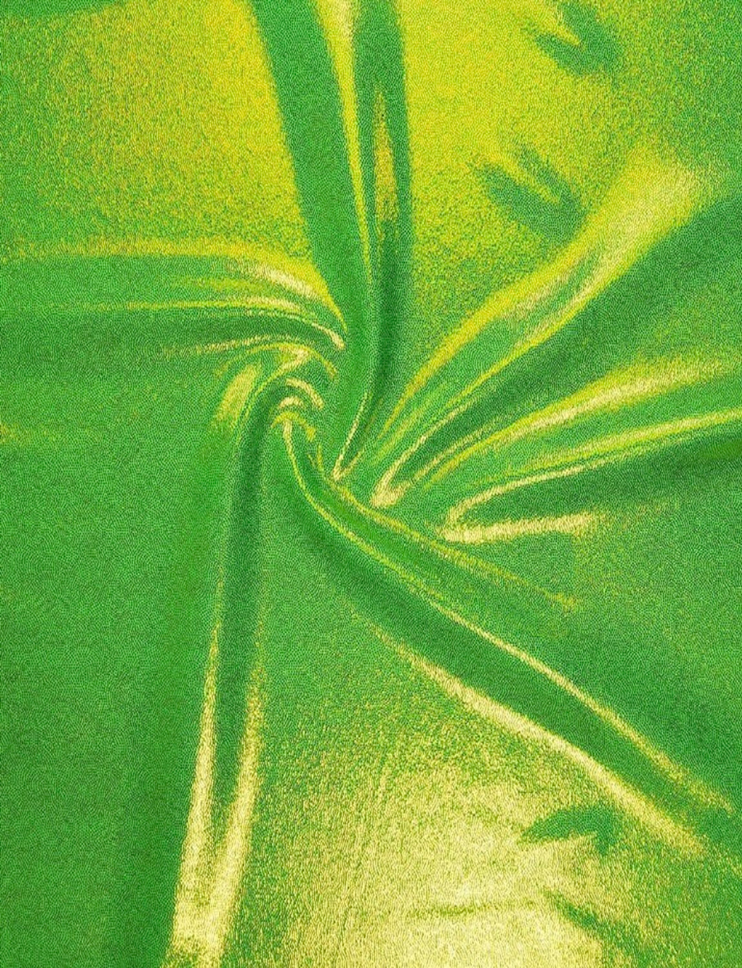 lime green foil spandex fabric swatch