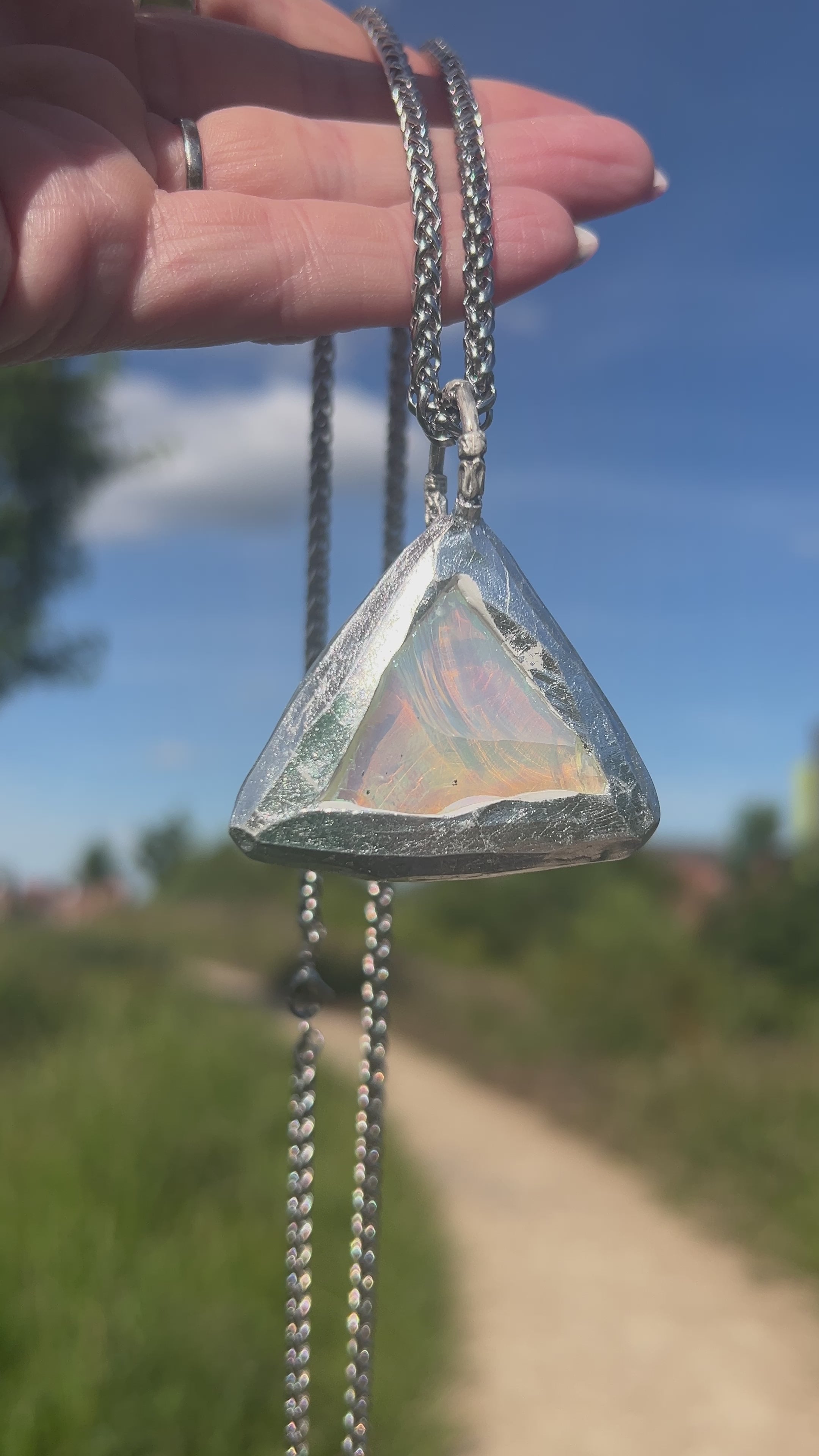 Druze Tangerine Aura Quartz and Silver Wrapped Pendant~ selling Fire Kissed