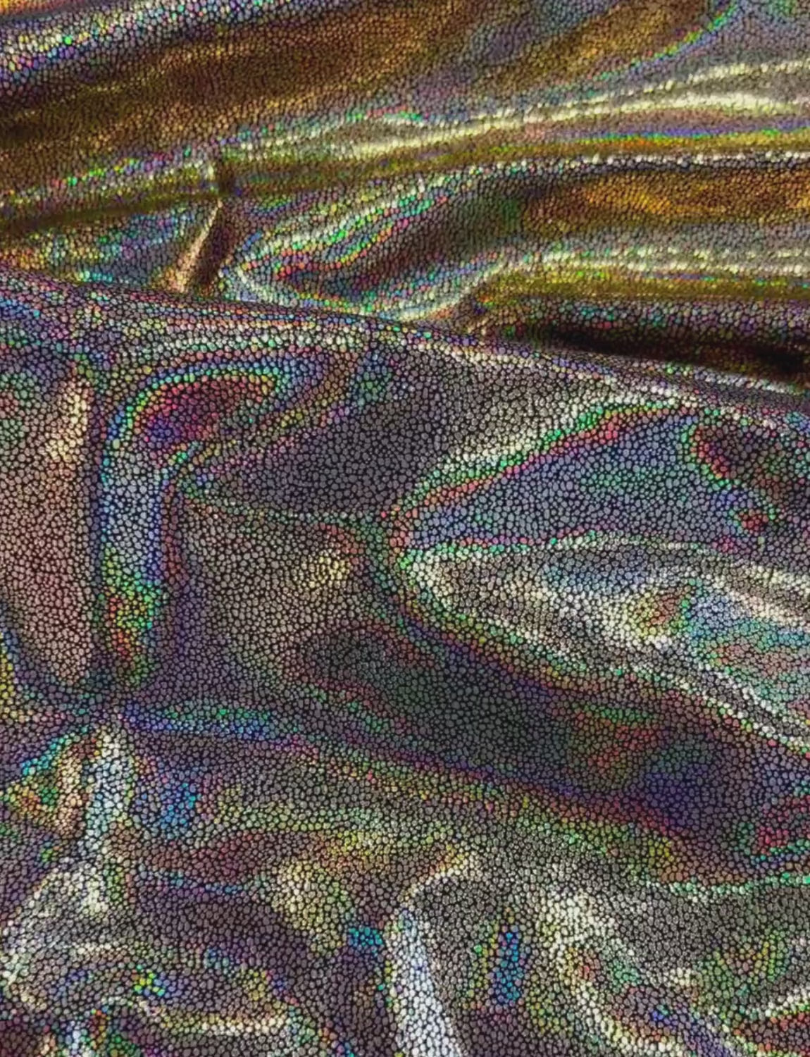 Gold holographic foil crackle lycra.