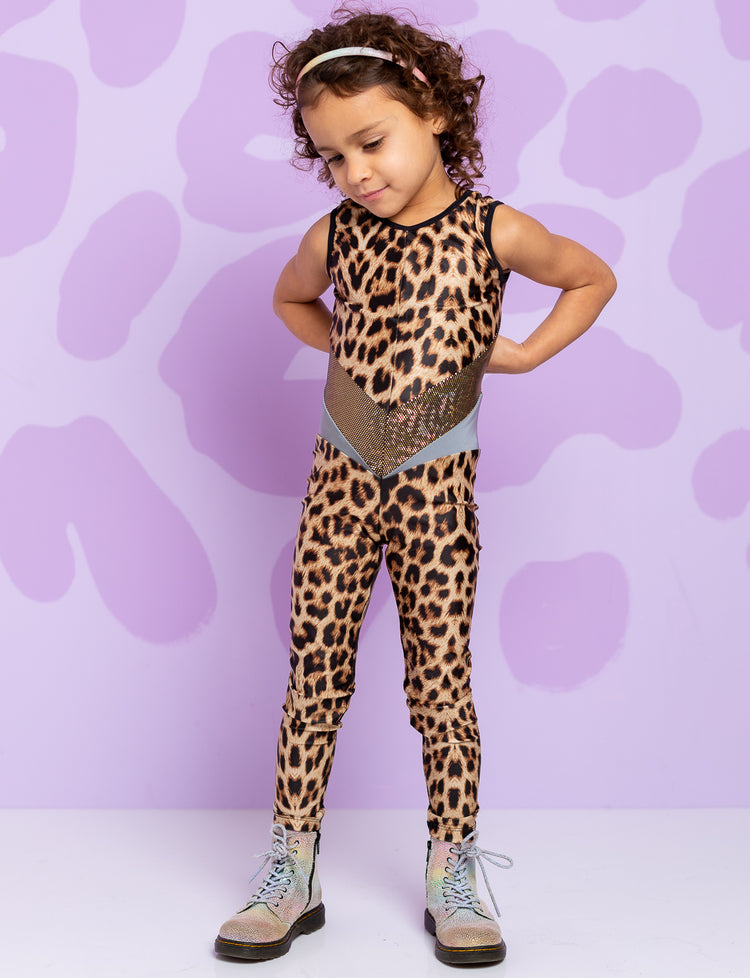 leopard print kids catsuit on girl