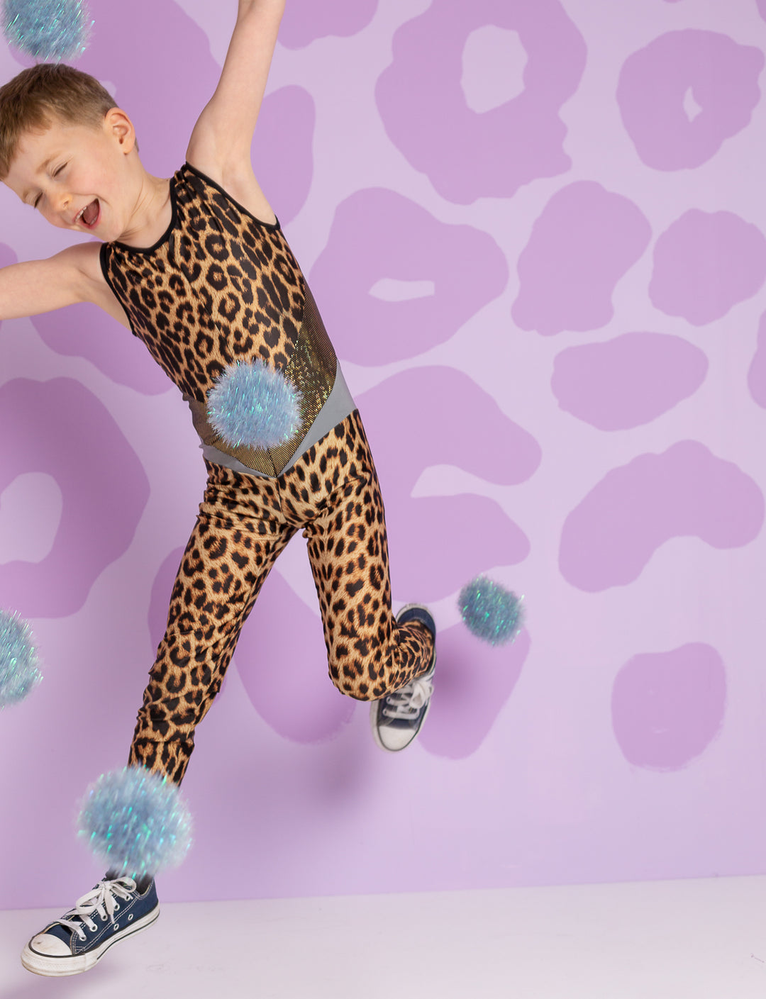 leopard print kids catsuit on boy