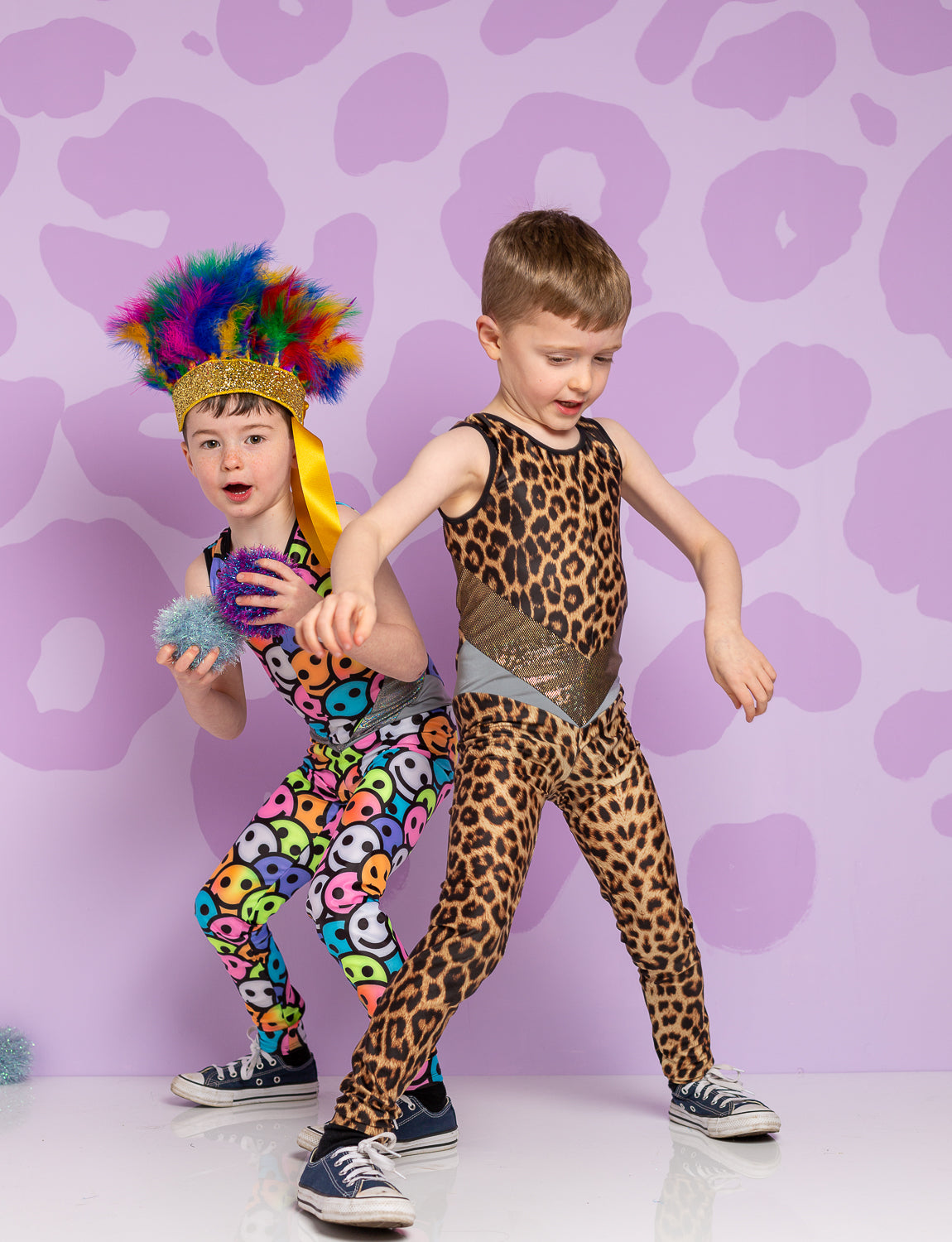 leopard print kids catsuit on boy