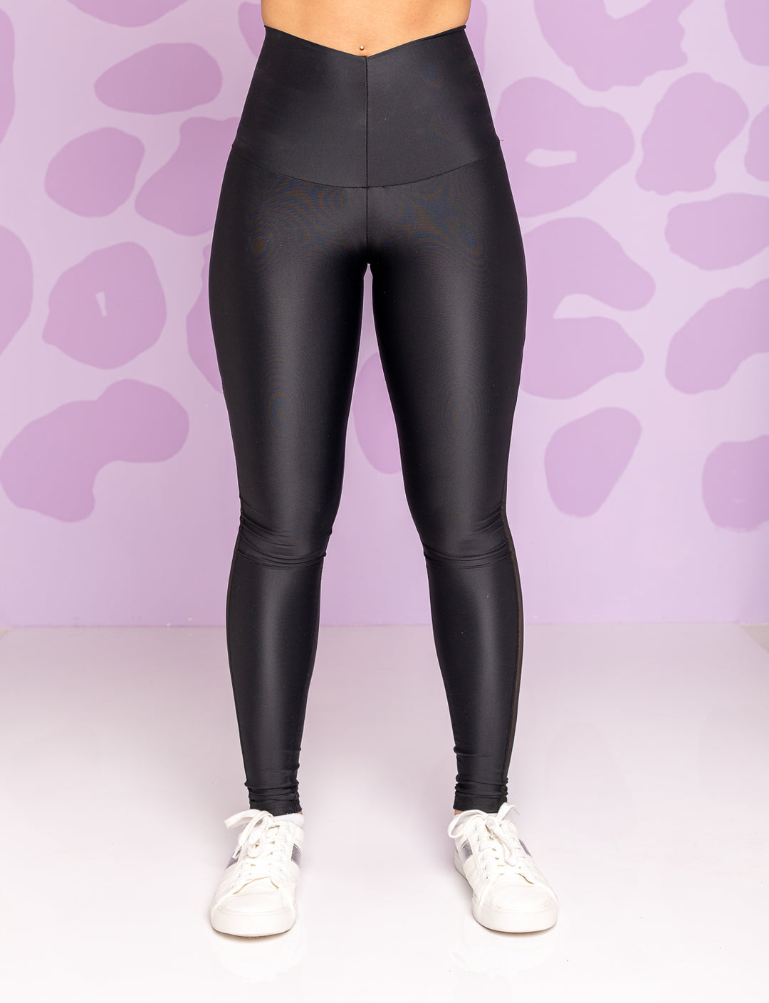 holographic silver leg logo black legging tights medium Victoria