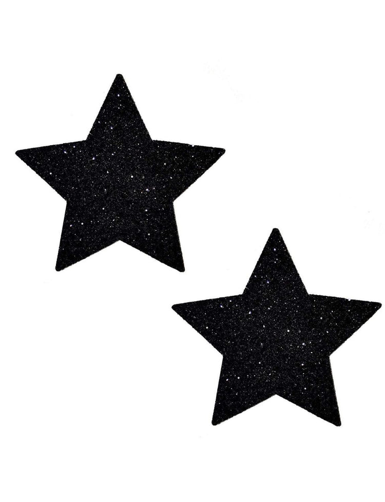 black glittery star nipple covers
