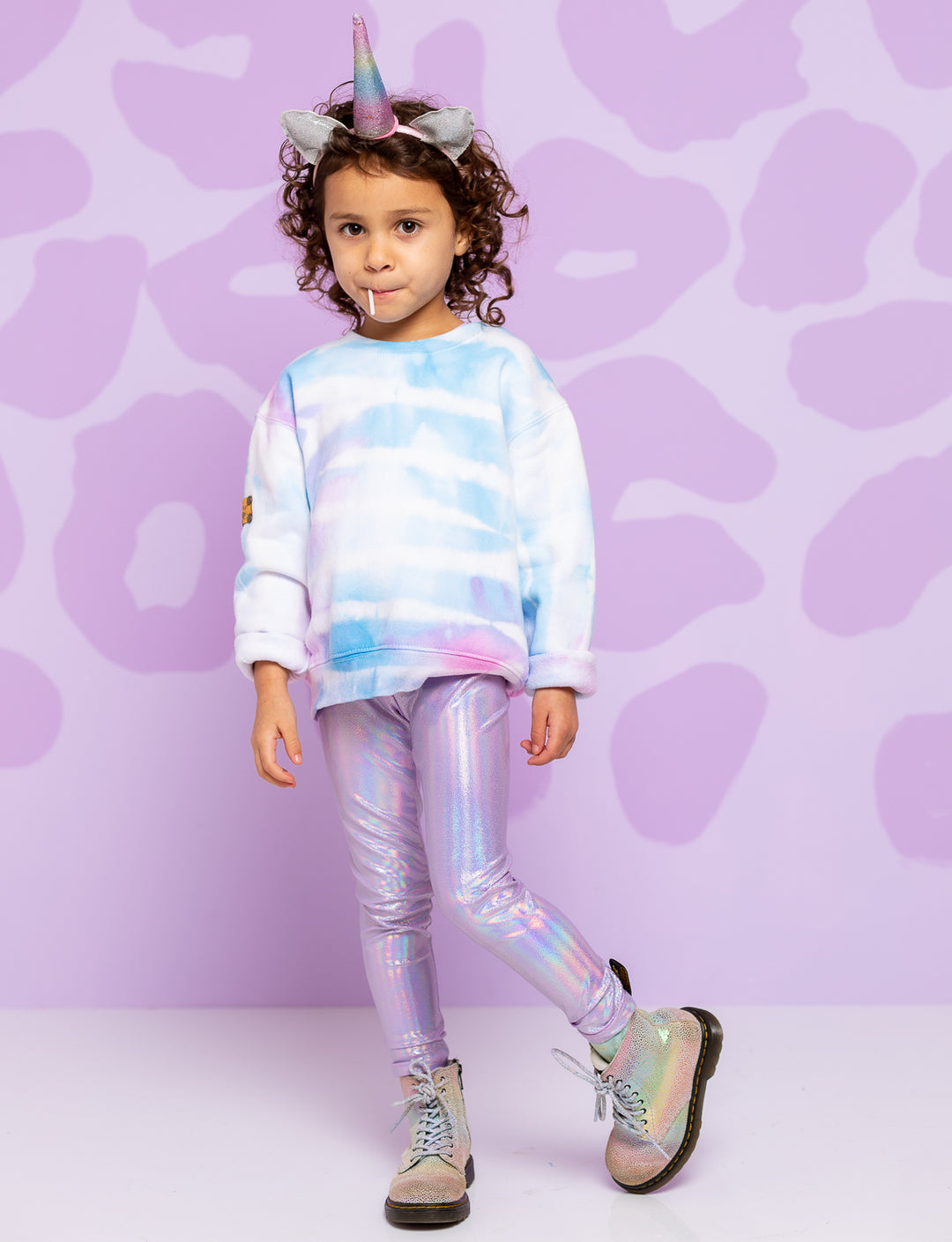 Kids / Childrens Holographic Silver Sparkly Leggings – Disco Baby
