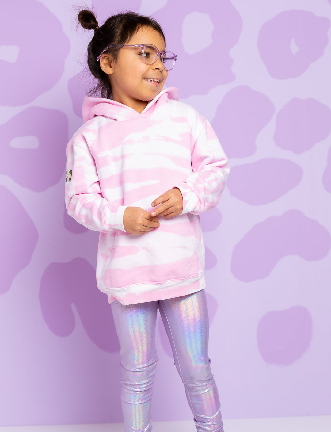 lilac holographic kids unicorn leggings for girls and boys
