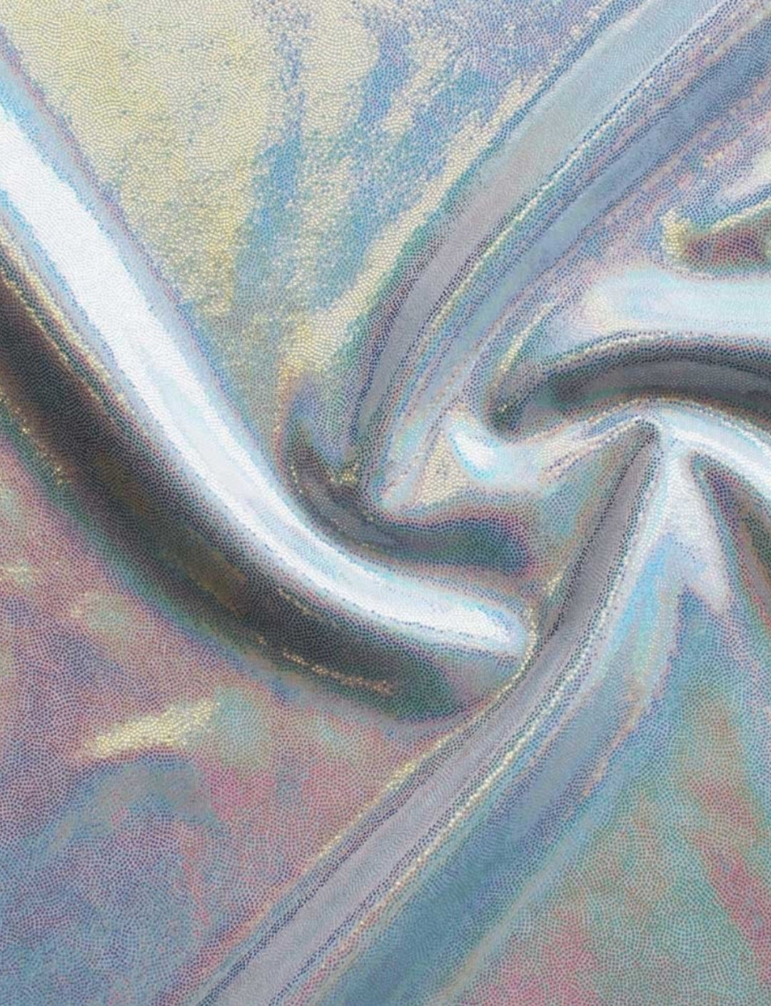 holographic silver fabric swatch