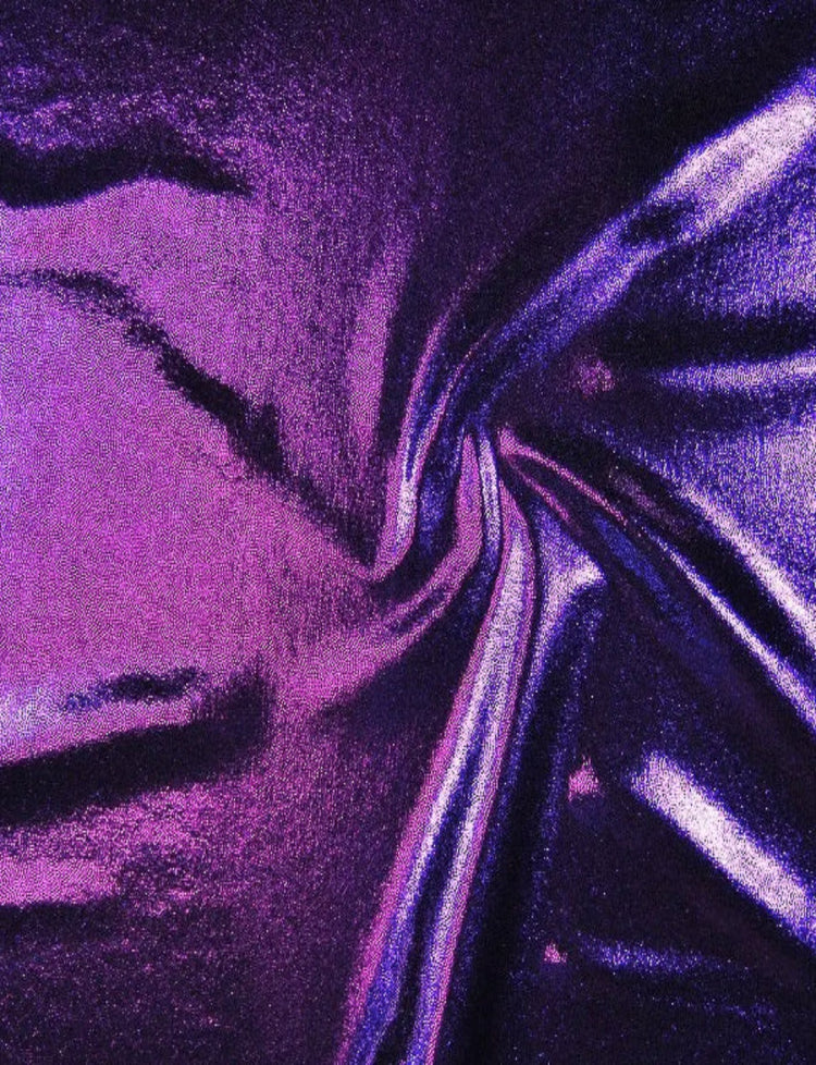 Purple foil on purple stretch fabric.